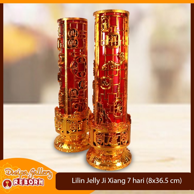 Lilin Jelly Gelas Merah Puja Sembahyang 7 hari Ji Xiang Tinggi 36,5cm