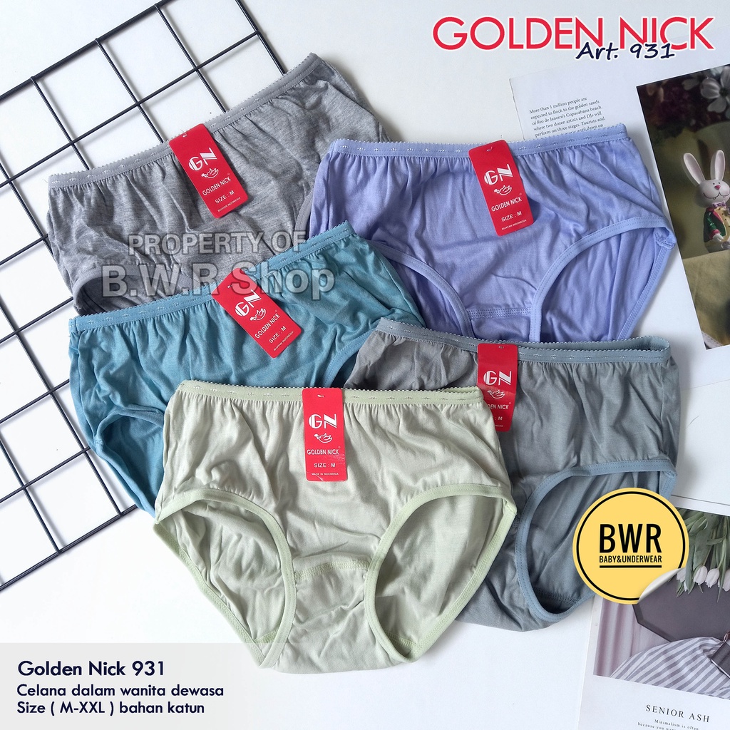 [ 6pc ] CD Golden Nick 931 Pastel / Celana Dalam Wanita Dewasa Katun Lembut | Bwr