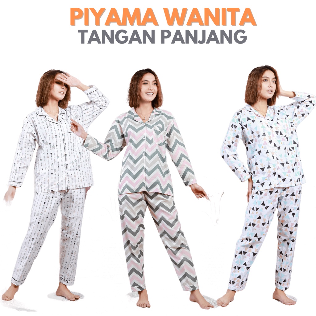 TANGAN PANJANG LENGAN PANJANG Pajamas baju tidur piyama baju busui sleepwear murah baju wanita