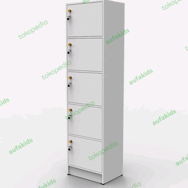 Loker Kayu Rak Lemari Serbaguna Tingkat 5 Susun Putih