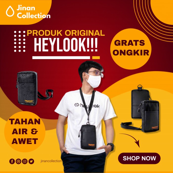 tas selempang pria  tas slempang hp pria wanita Sling pouch phone case waterproof ryoza - Hitam(F9T5