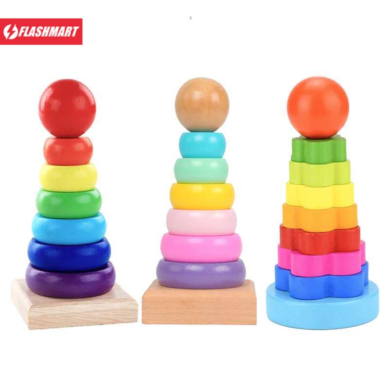 Flashmart Mainan Anak Montessori Rainbow Tower Children Toy - HX2804