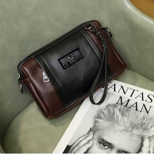 Pennay Clucth Bag - Tas Tangan Kulit Pria Import DarkBrown V7750 - Tas Tangan Tas Slempang Kulit Cwo