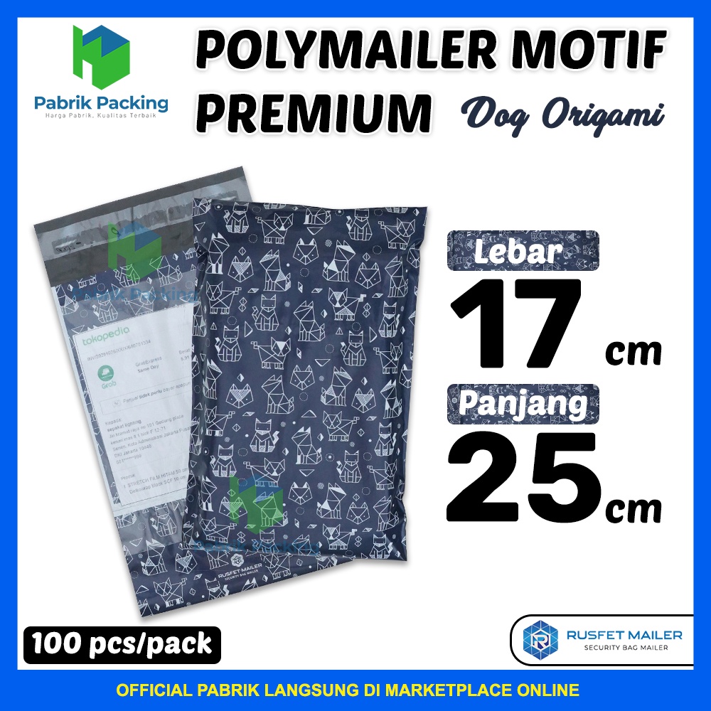 

Polymailer Amplop Packing Online Shop Rusfet / Dog Origami 17x25 / Per Pack Murah