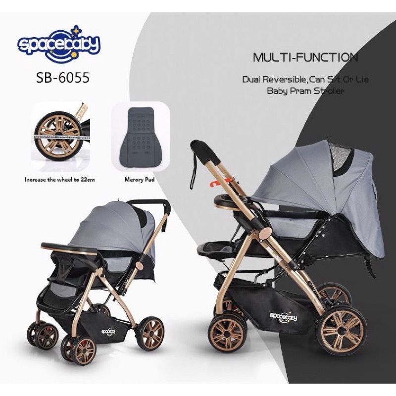 [Free Packing Kardus] Stroller Space Baby SB 6215, SB 6055, SB 6212, SB 6202 Reversible Handle Kereta Dorong Bayi Baby Stroller