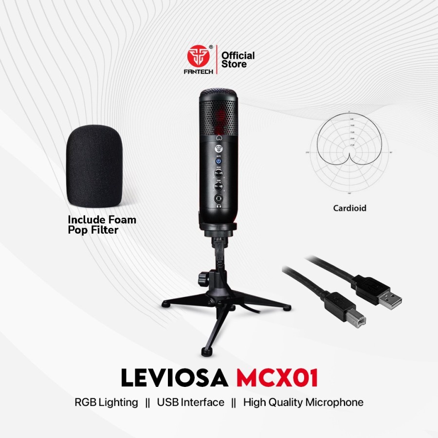 Fantech LEVIOSA MCX01 Condenser Microphone USB for PC Laptop Streaming