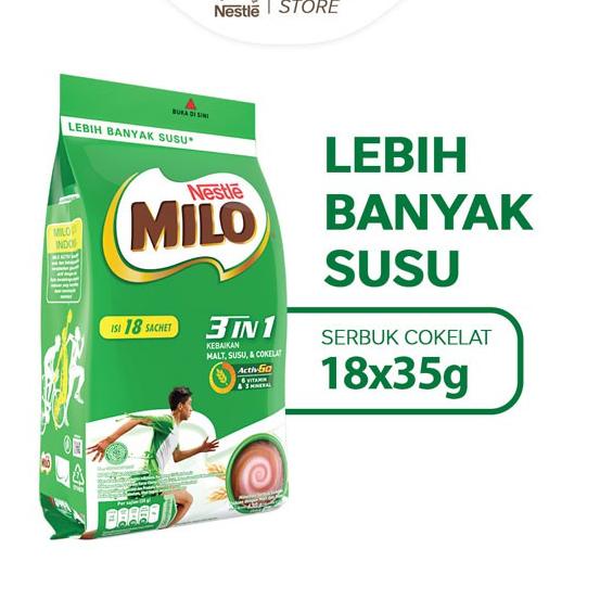 

Sale MILO 3in1 ACTIV-GO Susu Coklat Pouch 18x35g