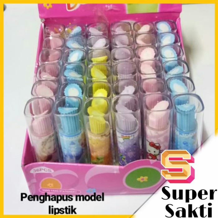 

1 box / 36 pc setip / eraser / penghapus lipstik untuk anak