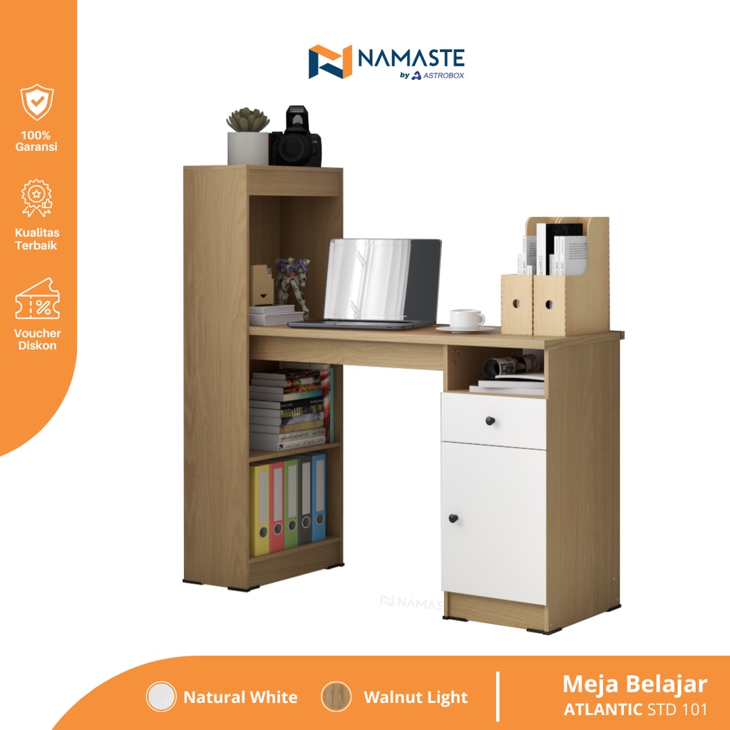 Namaste Meja Belajar Minimalis / Meja Tulis Anak / Meja Laptop / Meja Kerja L / ATLANTIC STD 101