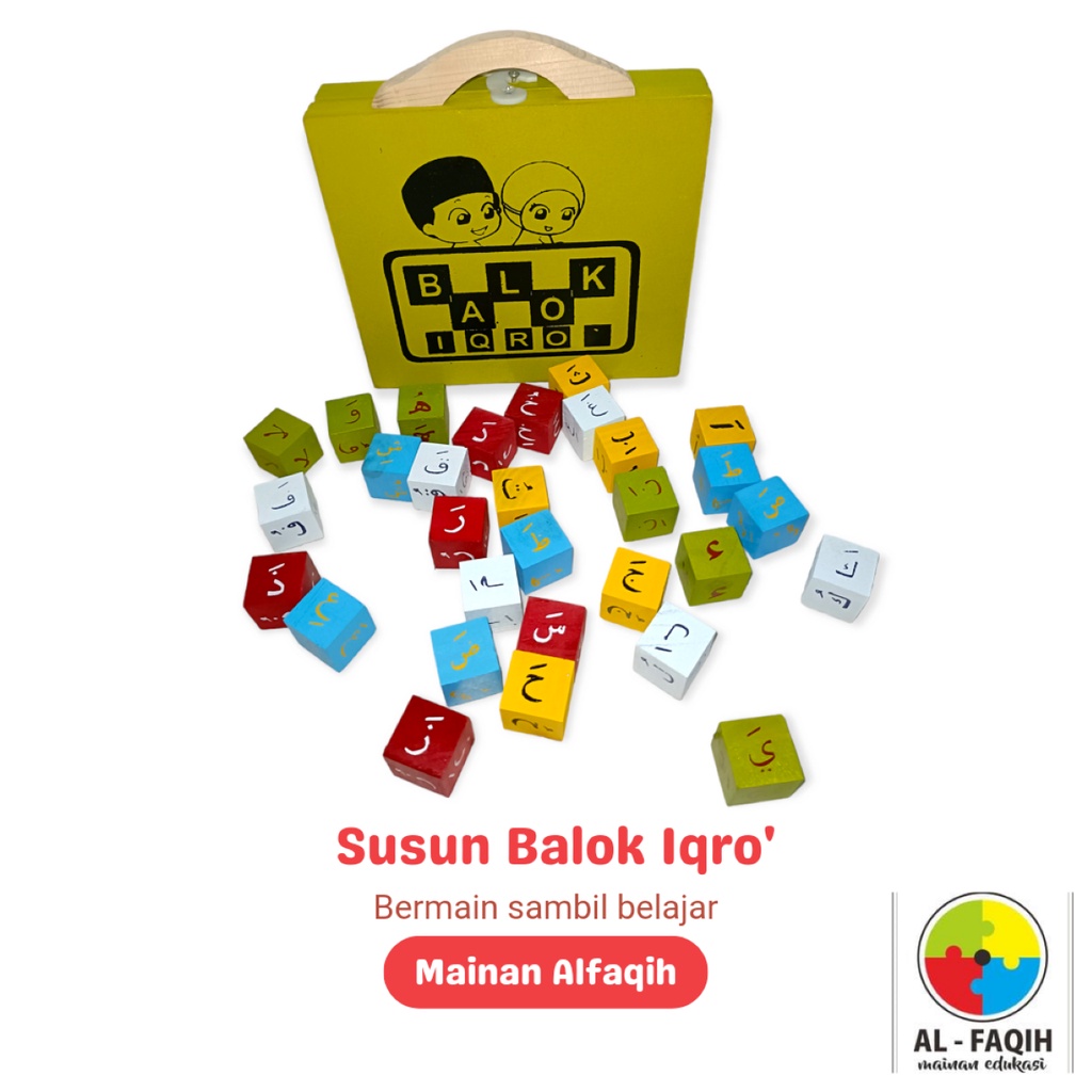 Mainan Edukasi Anak / Mainan Balok Susun / Puzzle Kayu / Balok Iqro' Kayu