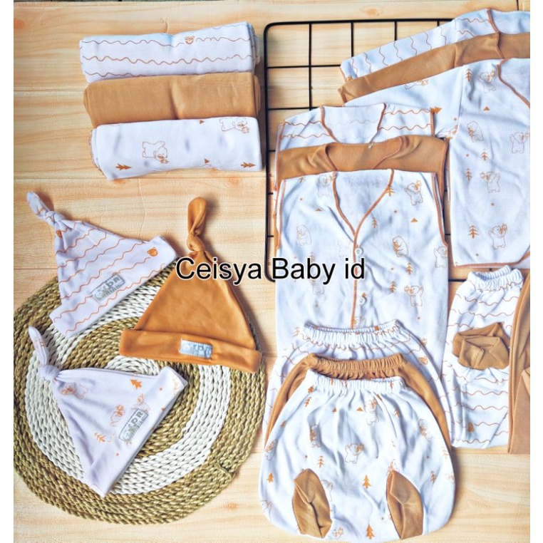 Paket 30 Pcs Perlengkapan Baju Bayi Baru Lahir 0-3 Bulan Kwalitas Premium Seri Coklat Susu