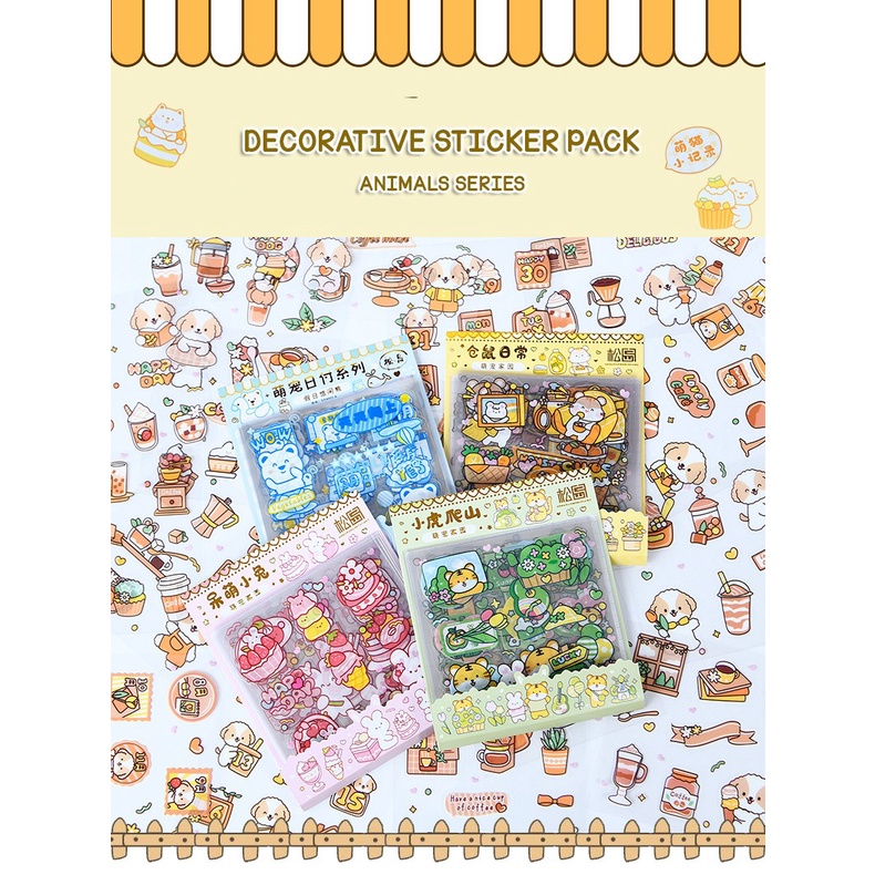 ISI 20 LEMBAR STICKER DECORATIVE PACK STIKER DEKORASI JOURNAL MOMO ANIMAL SERIES LUCU PET TRANSPARANT UNTUK HIAS SCRAPBOOK BUKU DIARY HP DLL @banyak