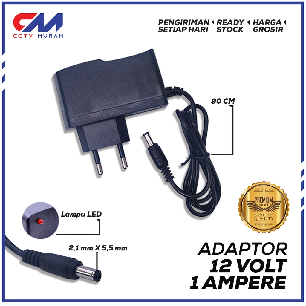 Adaptor 12V/1A II Type KRX - 121 II Adaptor 12V 1A with Jack 5.5 x 2.1 mm