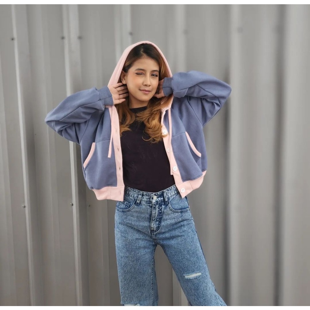 NIO BUUTON LOONG &amp; CROOPE OUTHER SWATER CARDIGAN WANITA ATASAN JACKET GAYA GIRLY KOREAN FASHION LOOK KASUAL SANTAI