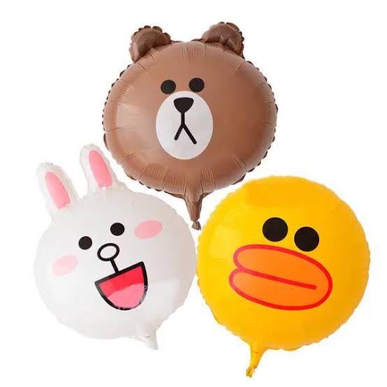 BALON FOIL BULAT BENTUK BROWN BEBEK CONY / FOIL BULAT BENTUK STIKER LANE