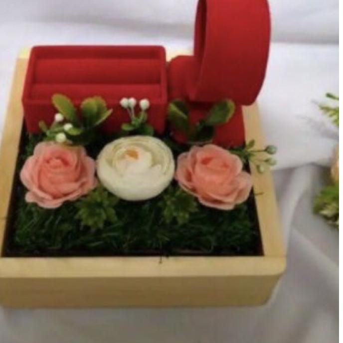 ➮ seserahan tempat cincin dan gelang hantaran kayu rustic dengan tutup mika ❉