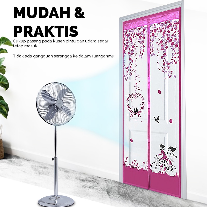 Gorden Tirai Magnet Pintu Motif Anti Nyamuk Ukuran 90x210cm Bahan Serat Polyester Terbaru Perlengkapan Rumah Tangga Import - M2 - LuckyStar