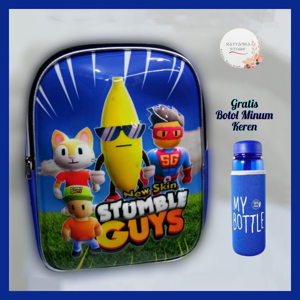Tas Ransel Anak Laki Laki Model 3D NSGuyss R11 Gratis Botol Minum Tk Dan Sd