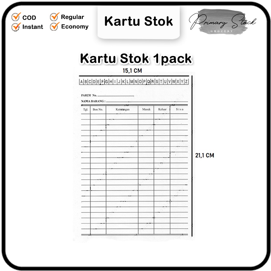 

Kartu Stok Barang Masuk Keluar Ukuran A5 1 Pak Abjad Huruf 1 Pack 100 Lembar