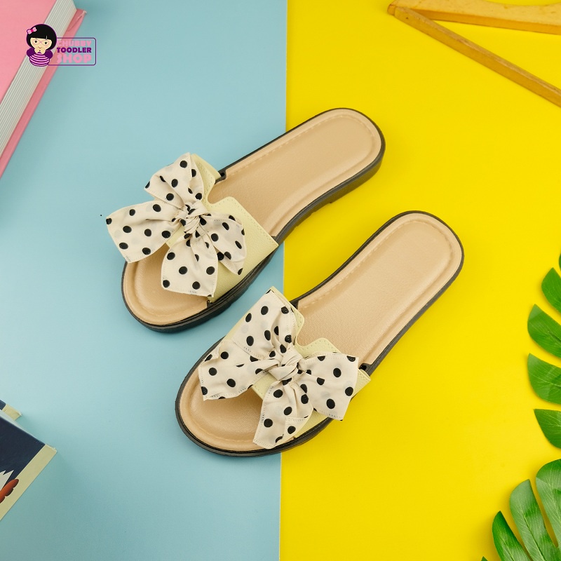 GLORYKIDZ Sendal Polkadot Dewasa sandal slip on Wanita santai casual Pita remaja SD21130