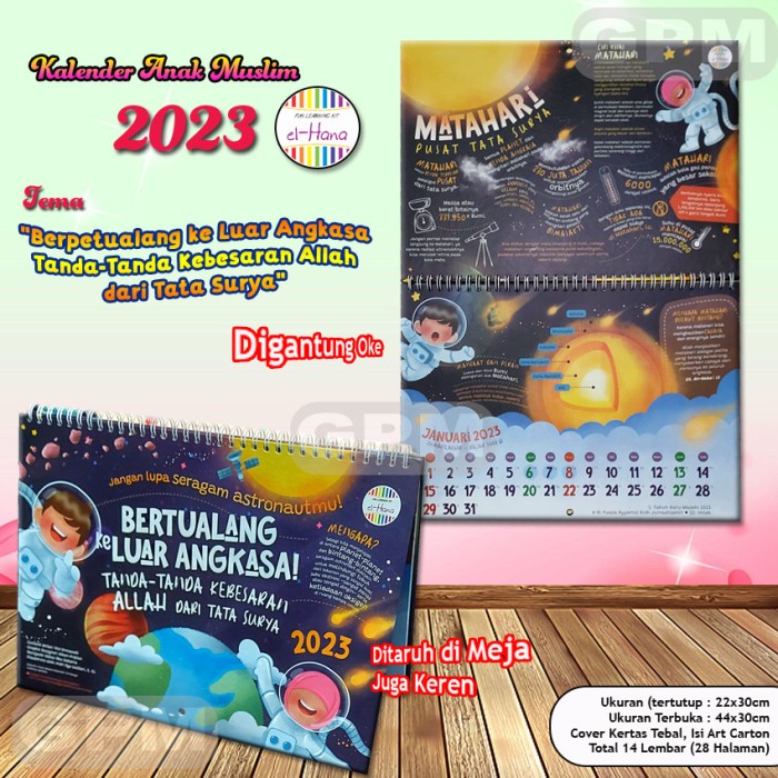 

Kalender Anak Muslim 2023 El-Hana Bertema Tata Surya 44 X 30Cm Star Seller