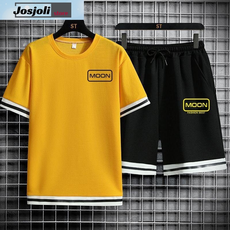 JOSJOLI_STORE/Stelan Moon/Satu Stel Atasan dan Bawahan Pria Dewasa/L XL