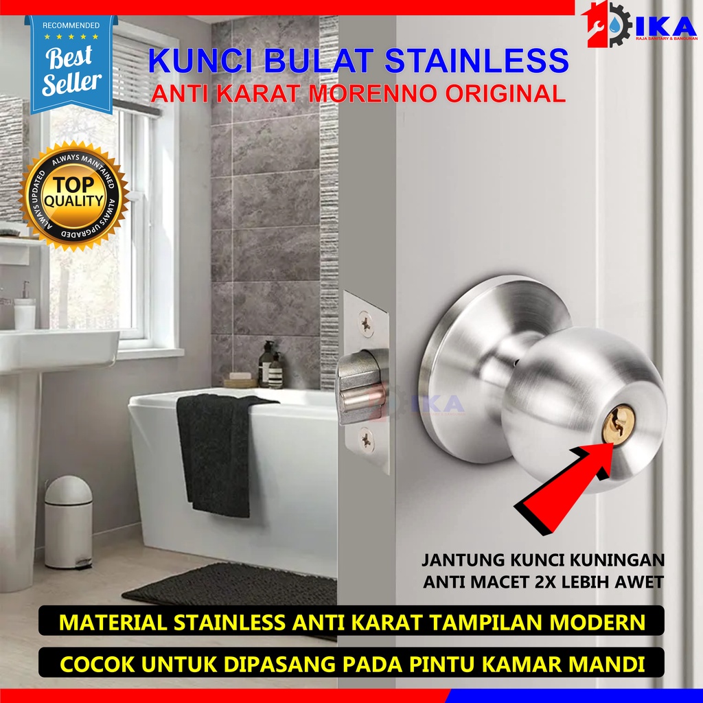 ❤️MURAH!!! ❤️ Handle Kunci Bulat ✌️Gagang Tarikan Pintu Kamar Mandi Toilet WC Putar✌️ Kunci Pintu Kamar Mandi Stainless Steel Handle Bulat Gagang Putar Hendel Handel Toilet WC