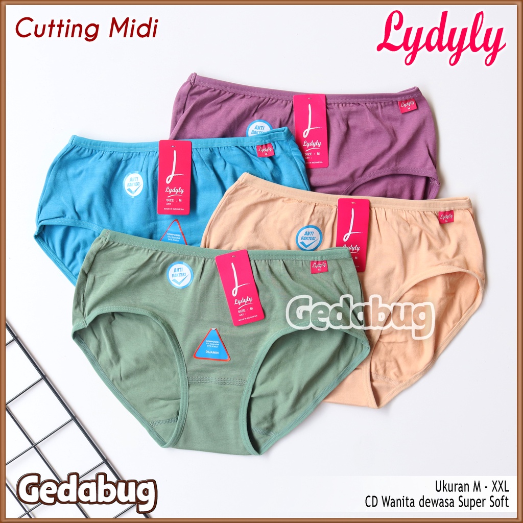 6 pcs CD Wanita Lydyly 1228 Cutting Midi | Celana dalam wanita dewasa Anti Bakterial | Gedabug
