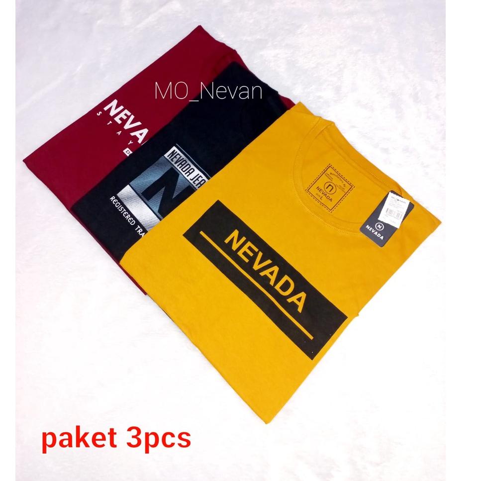 PAKET 3pcs 100 | kaos nevada pria wanita | kaos distro | kaos premuim | kaos murah | kaos oblong | k