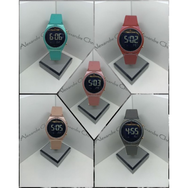 Jam Tangan Wanita Alexandre Christie Digital 9385 AC9385 AC 9385 Tali Karet / Rubber