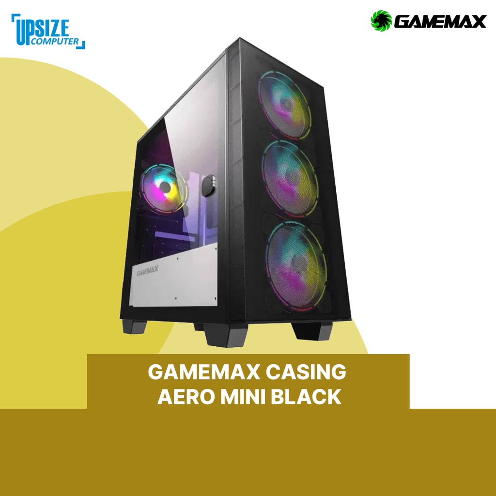 Casing PC GAMEMAX CASING AERO MINI BLACK + 3 FAN RGB