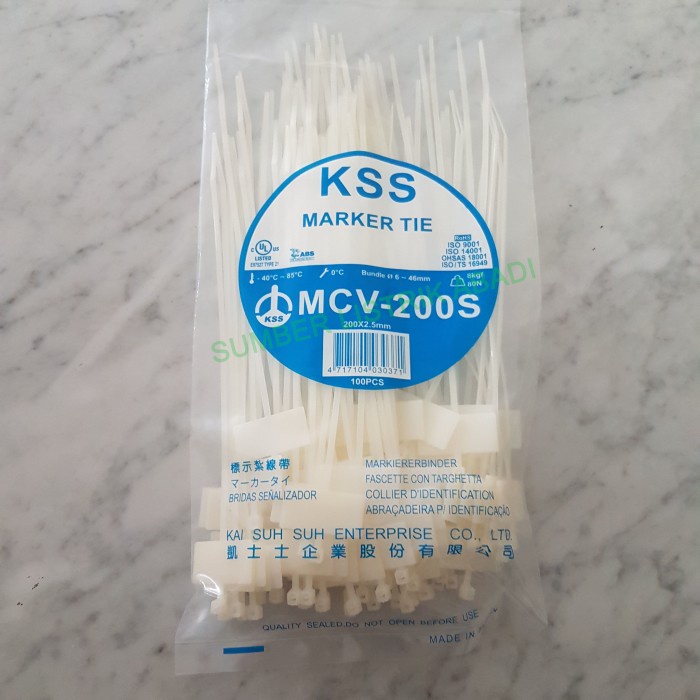 

Kss Kabel Marker Ties/ Pengikat Kabel Dengan Label Kss Mcv-200S Star Seller
