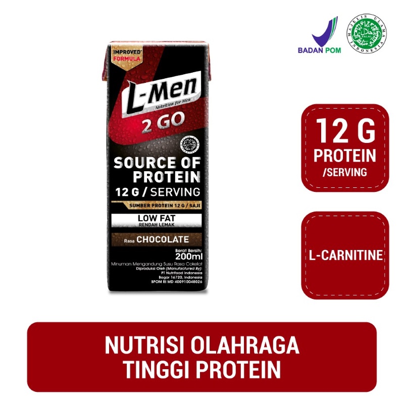 

Bravo Bojonegoro - L-Men Hi Protein 2 Go Chocolate 200ml - Suplemen Tinggi Protein RTD