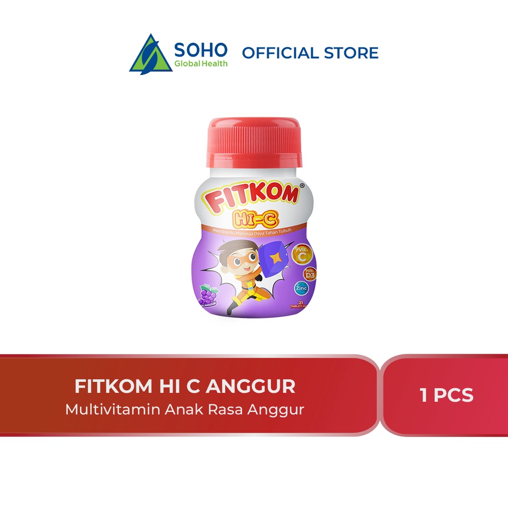 Fitkom HI-C Tablet Hisap Multivitamin Anak Rasa Anggur isi 21 tablet