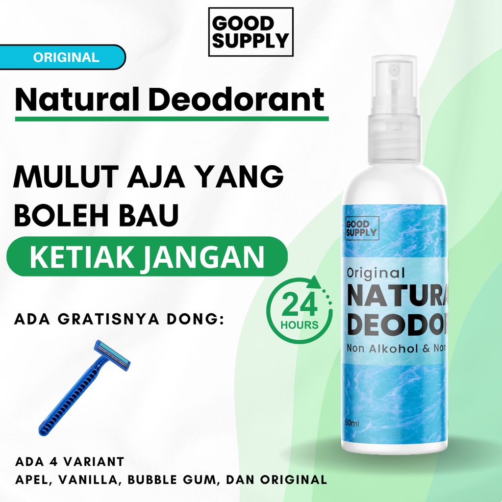 Deodorant Original - Pencerah Pemutih Pewangi Ketek Kelek Ketiak Seharian - Antiperspirant Aman Bumil Busui Anti Iritasi - Deodoran Tawas Penghilang Bau Badan - Deodorant Spray Natural Alami - Deo Cair Organik Tanpa Noda Mengurangi Keringat Berlebih