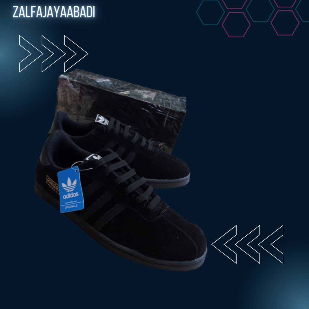 sepatu adidas gazelle fullblack hitam kerja sekolah