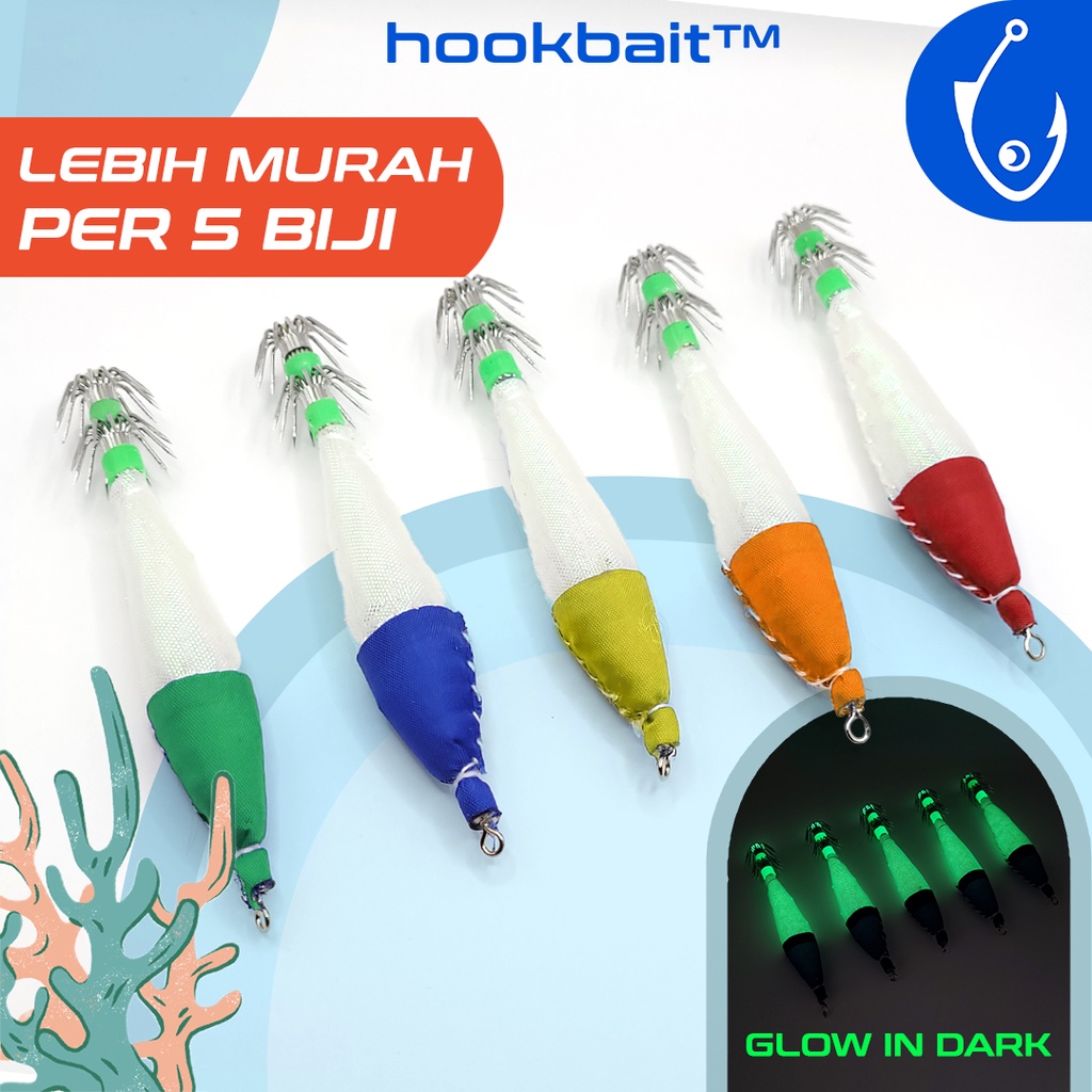 New Umpan Pancing Casting Cumi Cumi Apollo Kilap Kilat Manik Squid Jig Cumi Luminous Menyala Nyala