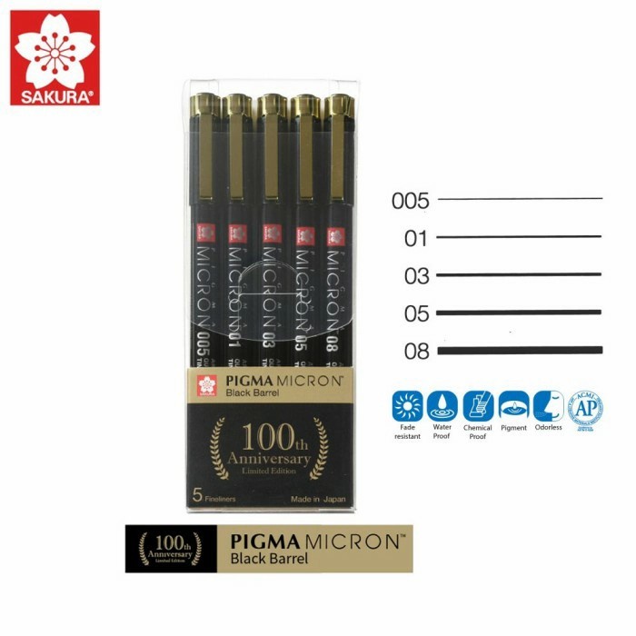 

Terlaris Sakura Pigma Micron Black Barrel Limited Edition Set 5 Drawing Pen