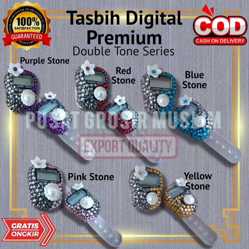 Tasbih Digital Premium Motif DoubleTone Tasbih Hias Swarovski Kuning Series