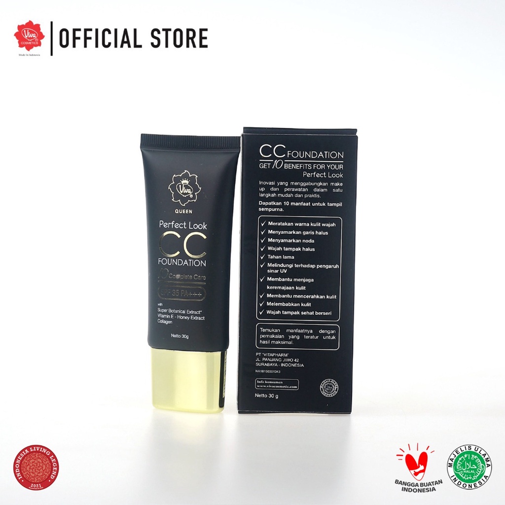 VIVA Liquid Foundation 30ml (Alas Bedak Cair) / Queen Perfect Look CC Foundation / Queen Perfect Look Cover Up Foundation Original BPOM