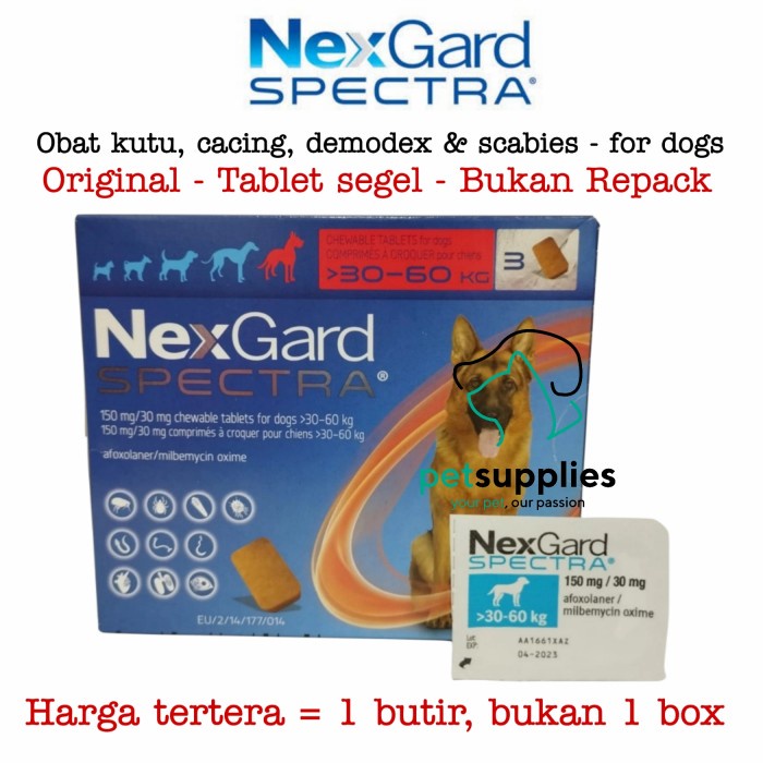 Obat Kutu Dan Cacing Anjing Nexgard Ukuran Xl Harga 1 Tablet