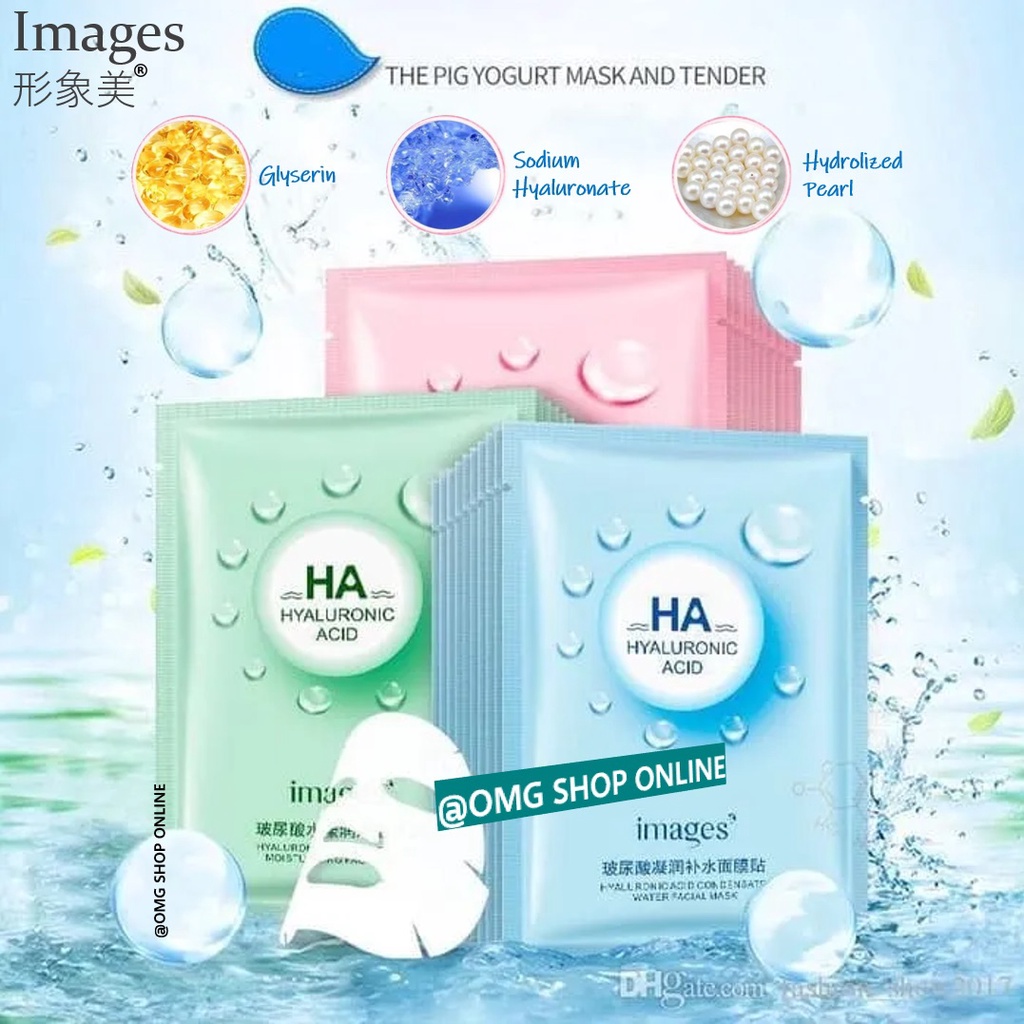 Termurah !!! Masker Wajah Images HA Hyaluronic Acid Serum Glowing Facial Sheet Mask ORIGINAL / Masker Wajah Pemutih dan Glowing Masker Muka Murah Masker Wajah Organik Korea Serum Wajah Pria Wanita Masker Wajah Komedo dan Pori Jerawat / Masker Wajah Viral