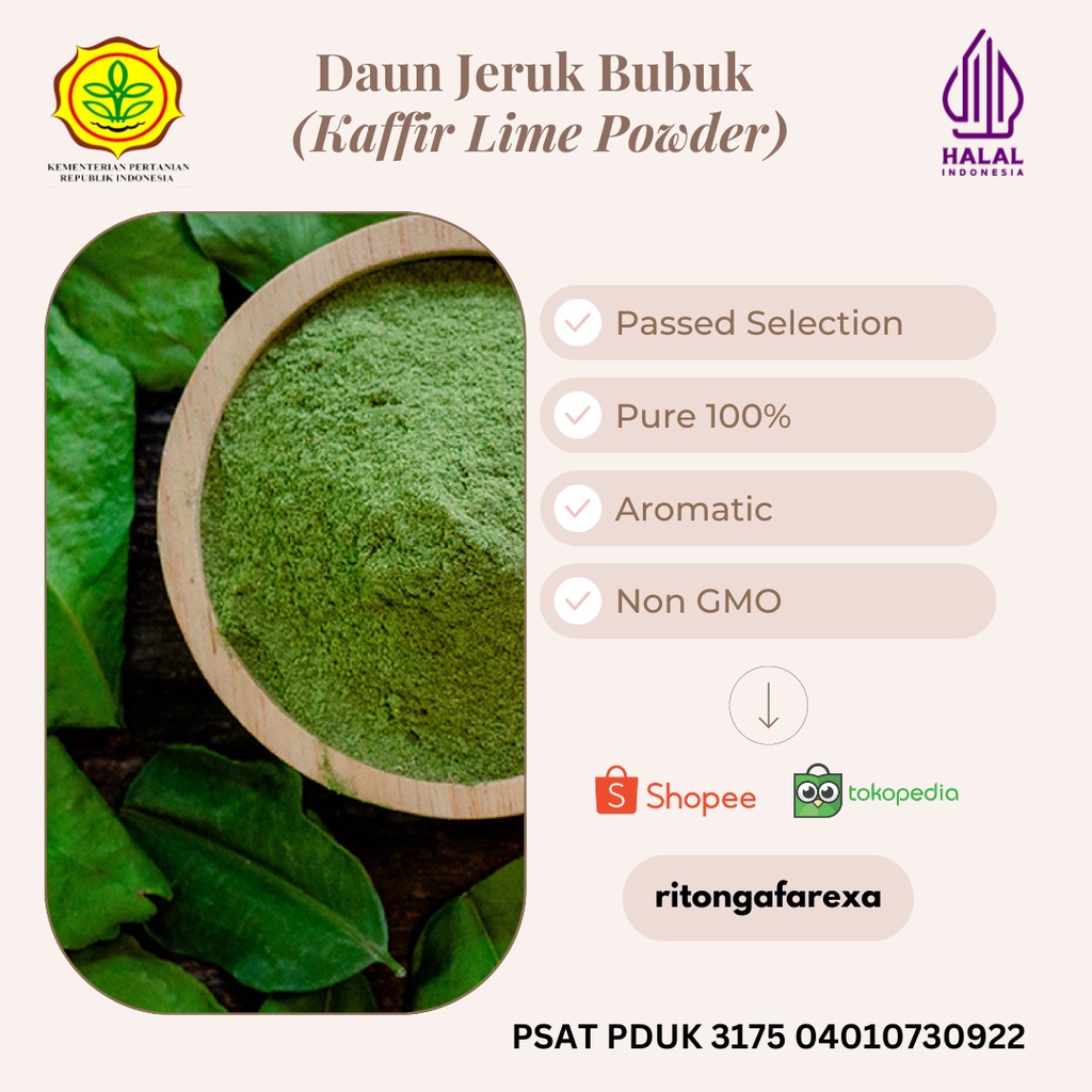 

Daun jeruk Bubuk Murni / Pure Keffin Lime Powder