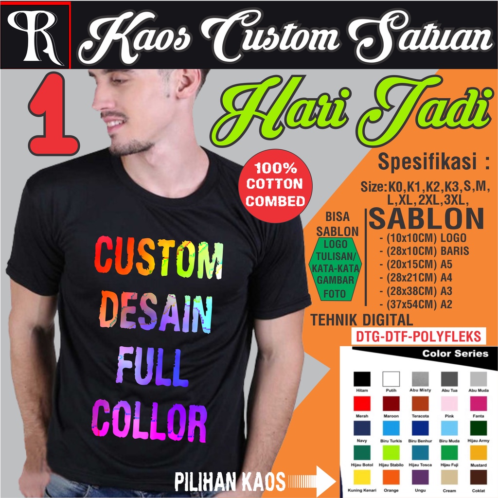 Jual Kaos Sablon Custom Kaos Custom Satuan Sablon Desain Sendiri Sablon Custom Dtf Foto 5413