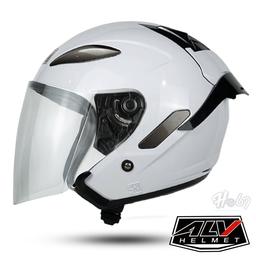 Helm Half Face ALV Polos Kaca Bening / Helm Pria Dan Wanita Dewasa SNI DOT COD