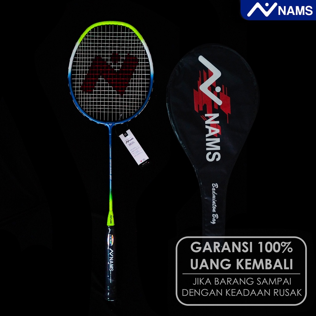 NAMS RAKET BADMINTON SUPER KAITAN BONUS TAS ORIGINAL BULUTANGKIS ANAK BLUE GREEN