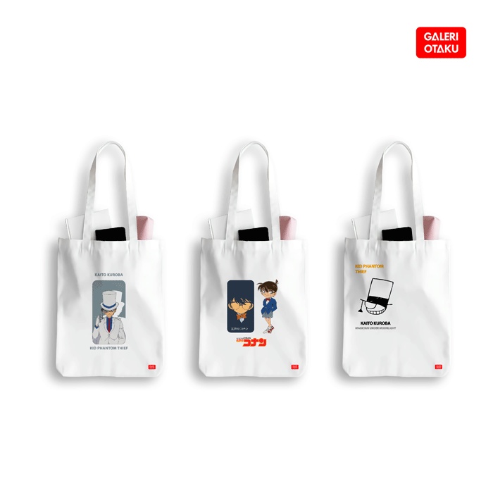 TOTE BAG DETECTIVE CONAN / TOTEBAG ANIME PREMIUM ORIGINAL GALERI OTAKU /SINICHI KUDO / CONAN EDOGAWA / KAITO KID / TOTEBAG KANVAS RESLETING