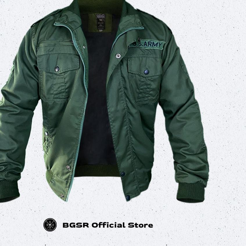 ✬ Jaket Pria Bomber Jacket Windbreaker Tebal Adem Ruby US ARMY BGSR ☆