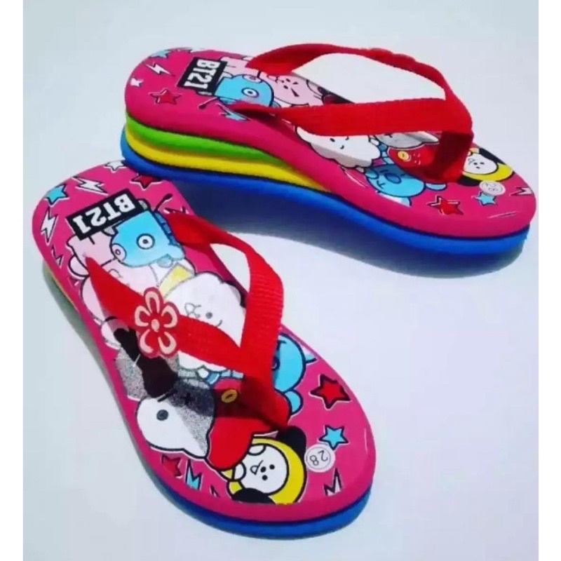 Promo sandal anak Wedges Pelangi BT21 Lucu