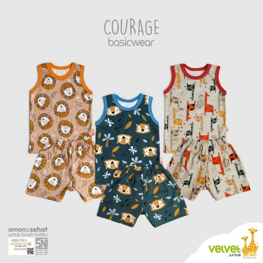 3 Set - Velvet Junior KUTUNG COURAGE Terbaru | Setelan Anak Singlet Buntung Celana Southern Charm BRILLIANT BLUE Open Basic Wear Piyama | Radiant savanna soul Northern Light